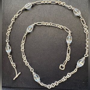 David Yurman Silver Necklace with Clear Accents